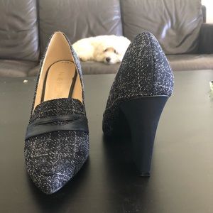 Nine West Tweed Blue Heels